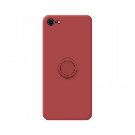 Funda Silicona Líquida Ultra Suave con Anillo para Iphone 7 / 8 / SE 2020 color Rojo Coral