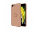 Funda Silicona Líquida Ultra Suave con Anillo para Iphone 7 / 8 / SE 2020 color Rosa