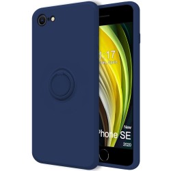 Funda Silicona Líquida Ultra Suave con Anillo para Iphone 7 / 8 / SE 2020 color Azul