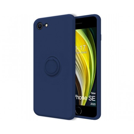 Funda Silicona Líquida Ultra Suave con Anillo para Iphone 7 / 8 / SE 2020 color Azul