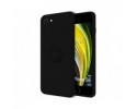 Funda Silicona Líquida Ultra Suave con Anillo para Iphone 7 / 8 / SE 2020 color Negra