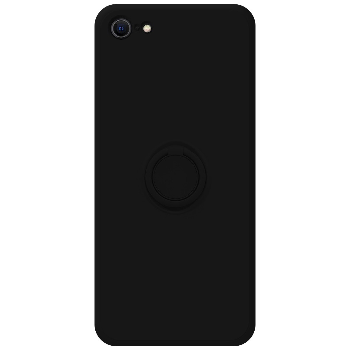 Funda Silicona Líquida Ultra Suave con Anillo para Iphone 7 / 8 / SE 2020 color Negra