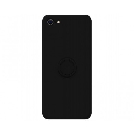 Funda Silicona Líquida Ultra Suave con Anillo para Iphone 7 / 8 / SE 2020 color Negra