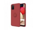 Funda Silicona Líquida Ultra Suave con Anillo para Samsung Galaxy A02s color Rojo Coral