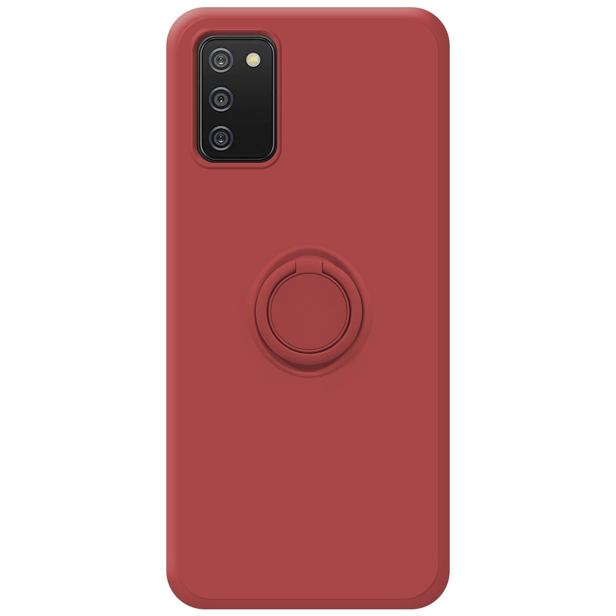 Funda Silicona Líquida Ultra Suave con Anillo para Samsung Galaxy A02s color Rojo Coral