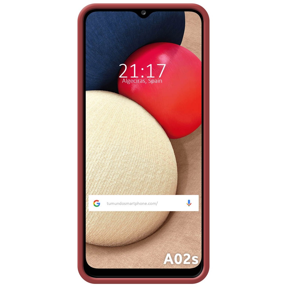 Funda Silicona Líquida Ultra Suave con Anillo para Samsung Galaxy A02s color Rojo Coral