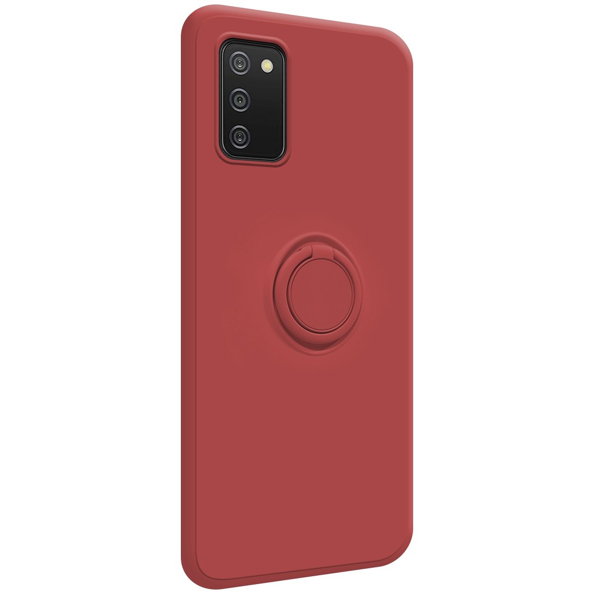 Funda Silicona Líquida Ultra Suave con Anillo para Samsung Galaxy A02s color Rojo Coral