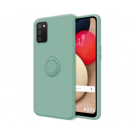 Funda Silicona Líquida Ultra Suave con Anillo para Samsung Galaxy A02s color Verde