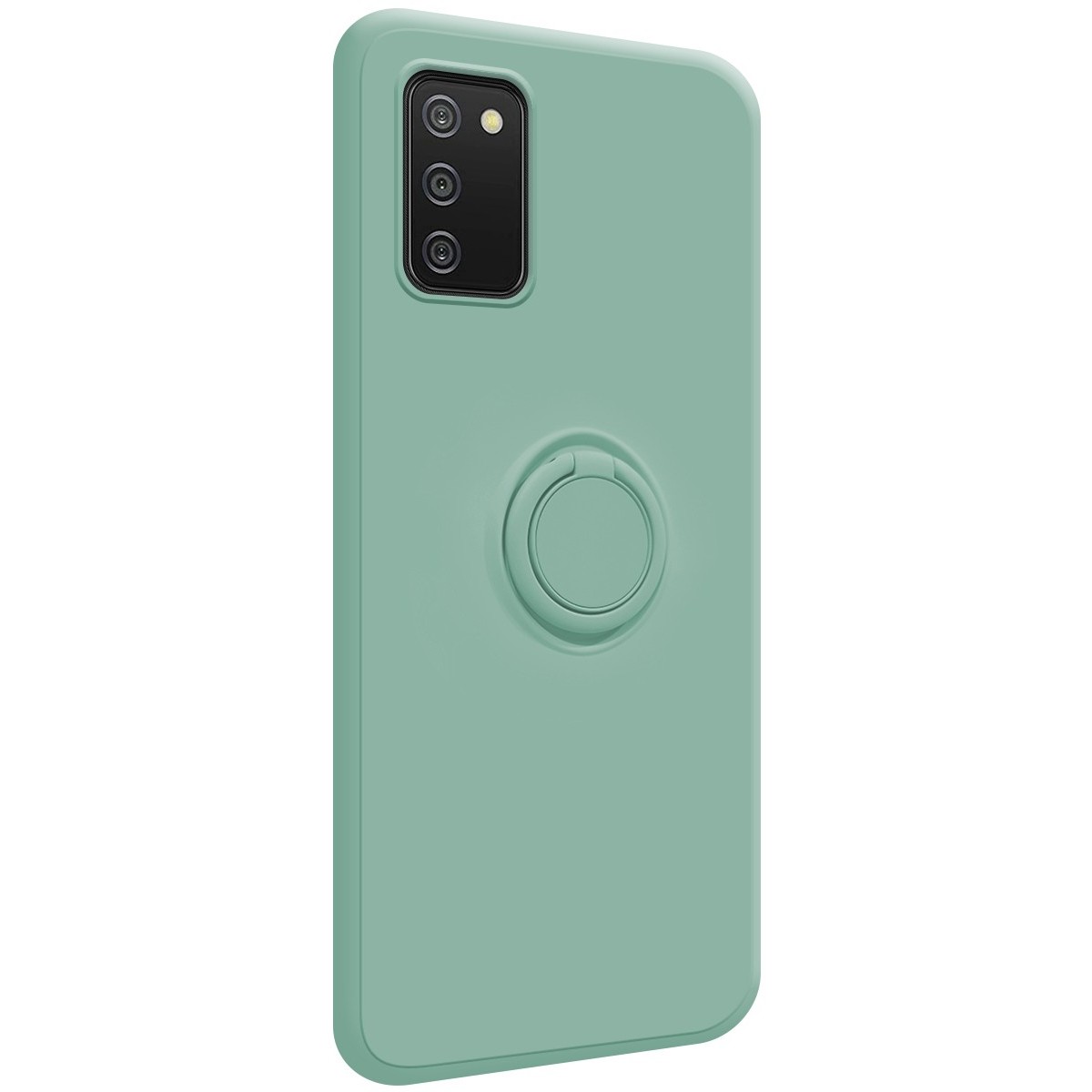 Funda Silicona Líquida Ultra Suave con Anillo para Samsung Galaxy A02s color Verde