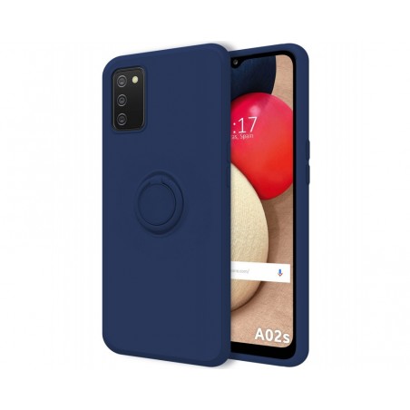 Funda Silicona Líquida Ultra Suave con Anillo para Samsung Galaxy A02s color Azul