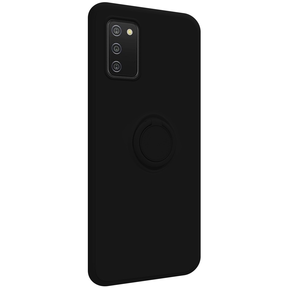 Funda Silicona Líquida Ultra Suave con Anillo para Samsung Galaxy A02s color Negra