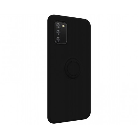Funda Silicona Líquida Ultra Suave con Anillo para Samsung Galaxy A02s color Negra