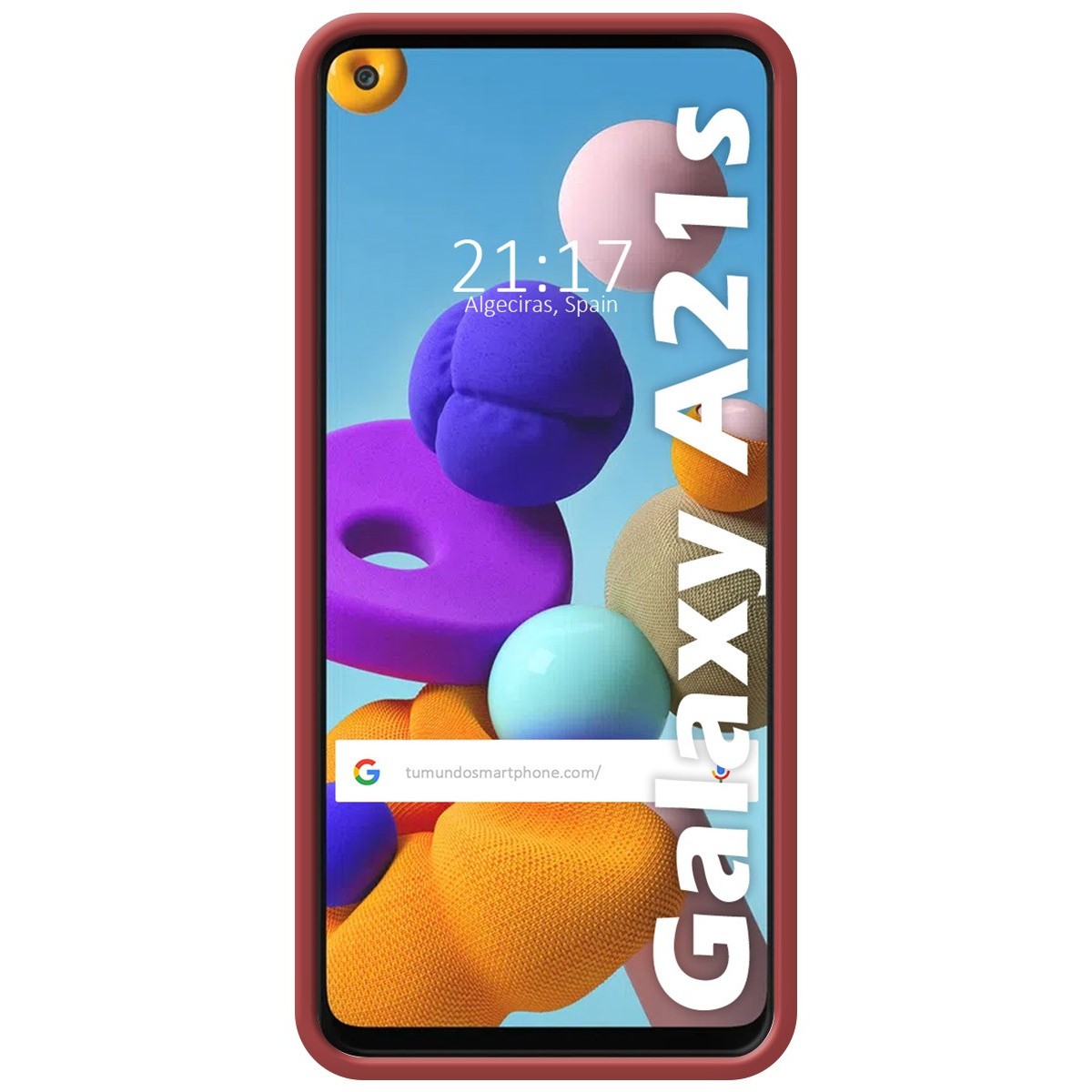 Funda Silicona Líquida Ultra Suave con Anillo para Samsung Galaxy A21s color Rojo Coral