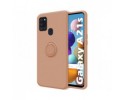 Funda Silicona Líquida Ultra Suave con Anillo para Samsung Galaxy A21s color Rosa
