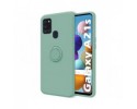 Funda Silicona Líquida Ultra Suave con Anillo para Samsung Galaxy A21s color Verde