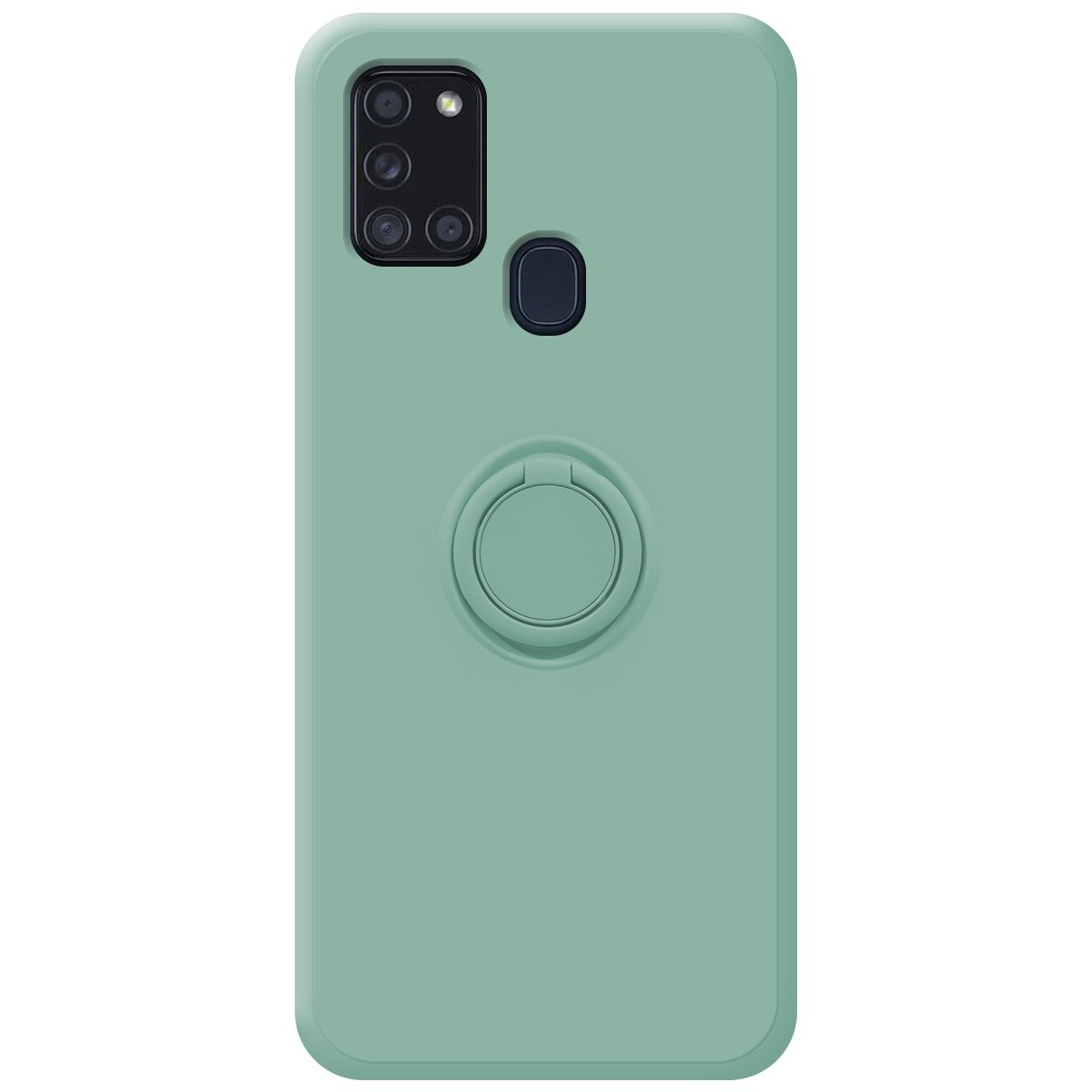 Funda Silicona Líquida Ultra Suave con Anillo para Samsung Galaxy A21s color Verde