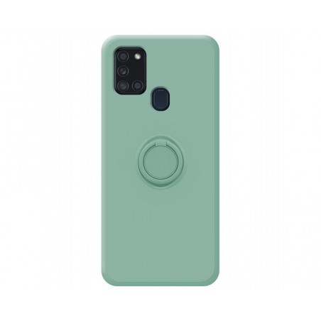 Funda Silicona Líquida Ultra Suave con Anillo para Samsung Galaxy A21s color Verde