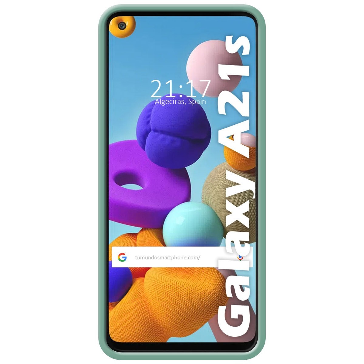 Funda Silicona Líquida Ultra Suave con Anillo para Samsung Galaxy A21s color Verde