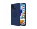 Funda Silicona Líquida Ultra Suave con Anillo para Samsung Galaxy A21s color Azul