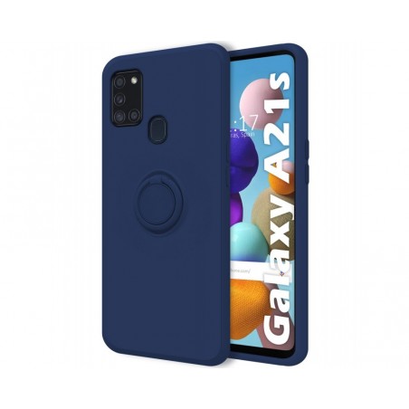 Funda Silicona Líquida Ultra Suave con Anillo para Samsung Galaxy A21s color Azul