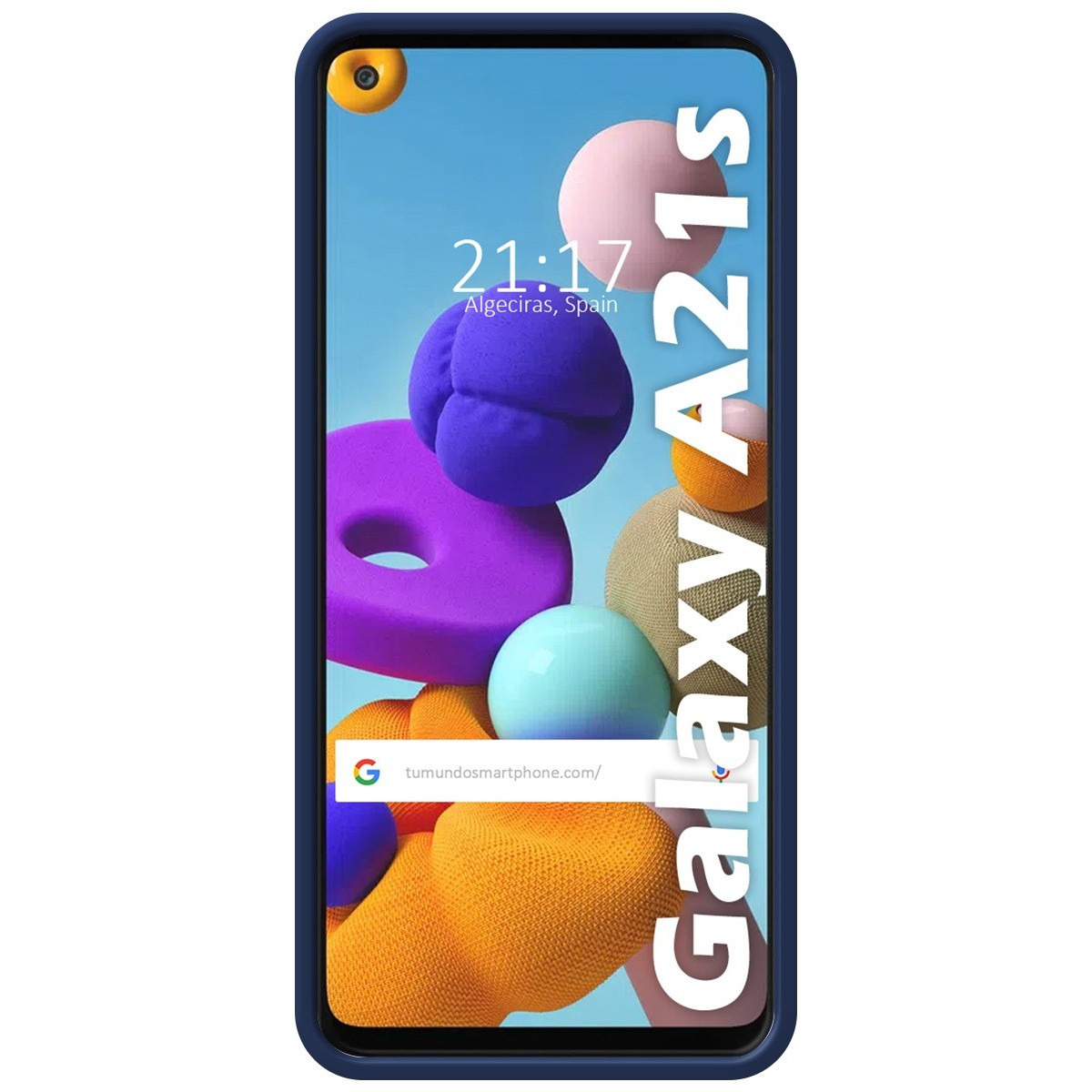 Funda Silicona Líquida Ultra Suave con Anillo para Samsung Galaxy A21s color Azul