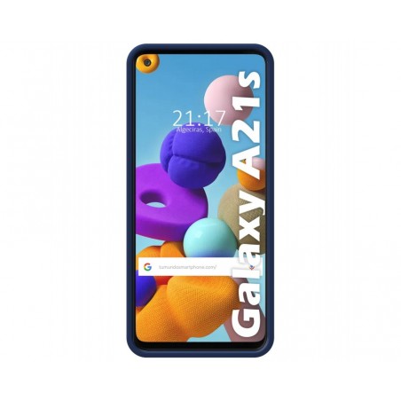 Funda Silicona Líquida Ultra Suave con Anillo para Samsung Galaxy A21s color Azul