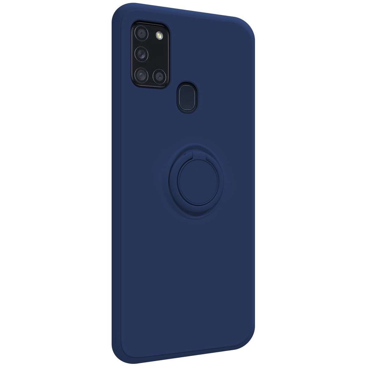 Funda Silicona Líquida Ultra Suave con Anillo para Samsung Galaxy A21s color Azul
