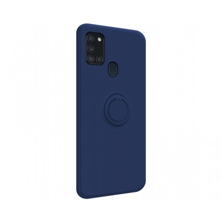 Funda Silicona Líquida Ultra Suave con Anillo para Samsung Galaxy A21s color Azul