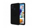 Funda Silicona Líquida Ultra Suave con Anillo para Samsung Galaxy A21s color Negra