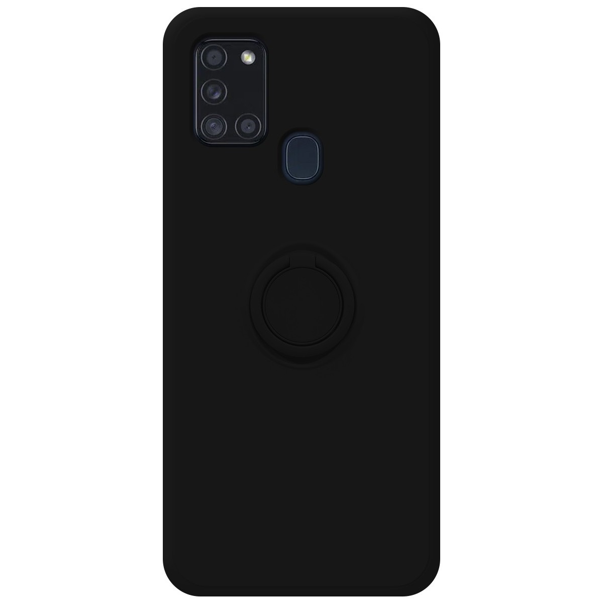 Funda Silicona Líquida Ultra Suave con Anillo para Samsung Galaxy A21s color Negra