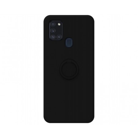 Funda Silicona Líquida Ultra Suave con Anillo para Samsung Galaxy A21s color Negra