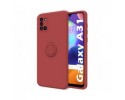 Funda Silicona Líquida Ultra Suave con Anillo para Samsung Galaxy A31 color Rojo Coral