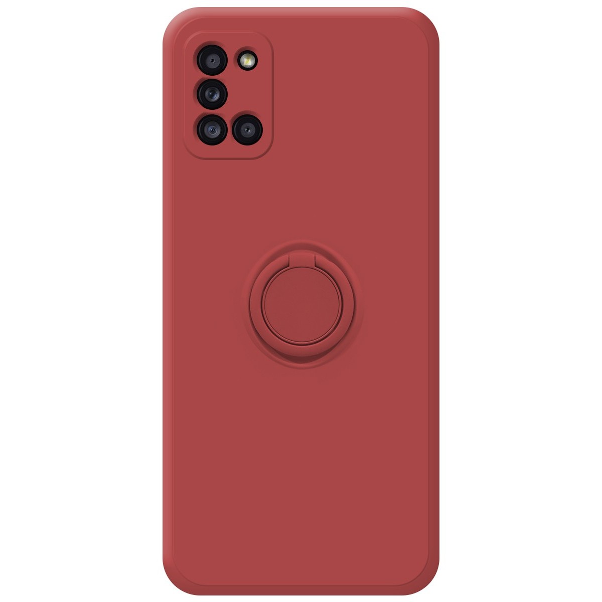 Funda Silicona Líquida Ultra Suave con Anillo para Samsung Galaxy A31 color Rojo Coral