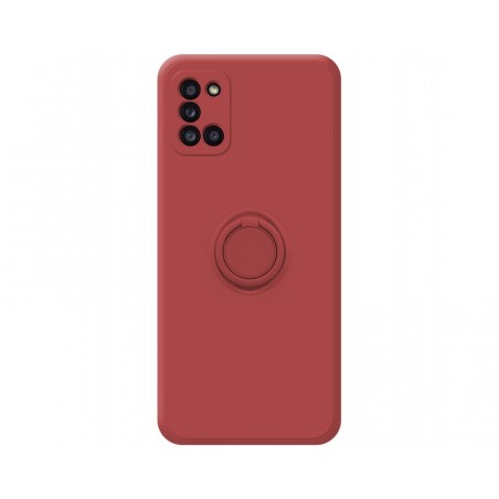 Funda Silicona Líquida Ultra Suave con Anillo para Samsung Galaxy A31 color Rojo Coral