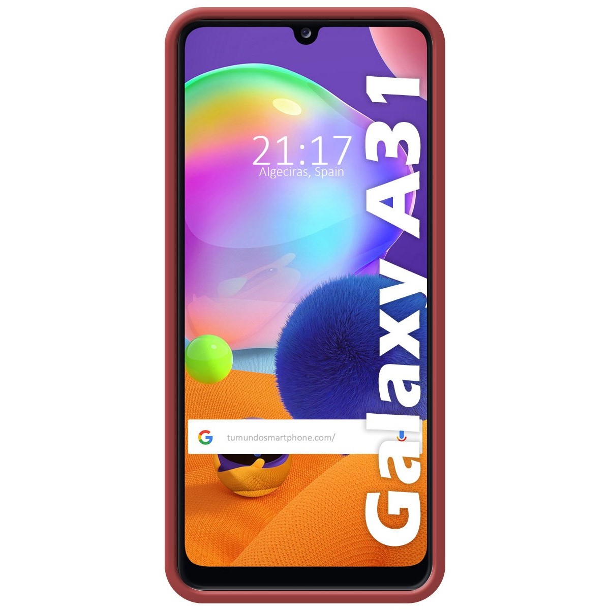 Funda Silicona Líquida Ultra Suave con Anillo para Samsung Galaxy A31 color Rojo Coral