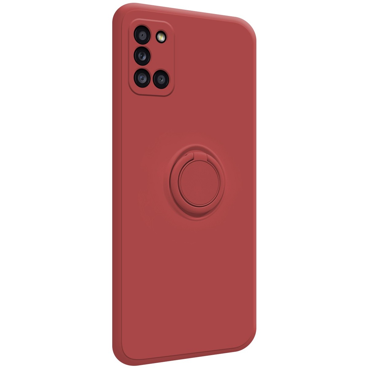 Funda Silicona Líquida Ultra Suave con Anillo para Samsung Galaxy A31 color Rojo Coral