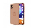Funda Silicona Líquida Ultra Suave con Anillo para Samsung Galaxy A31 color Rosa