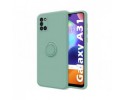 Funda Silicona Líquida Ultra Suave con Anillo para Samsung Galaxy A31 color Verde