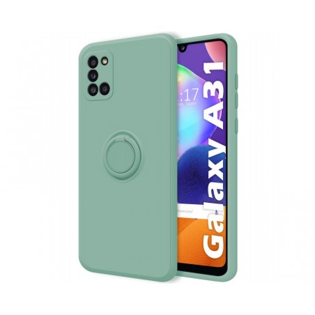 Funda Silicona Líquida Ultra Suave con Anillo para Samsung Galaxy A31 color Verde