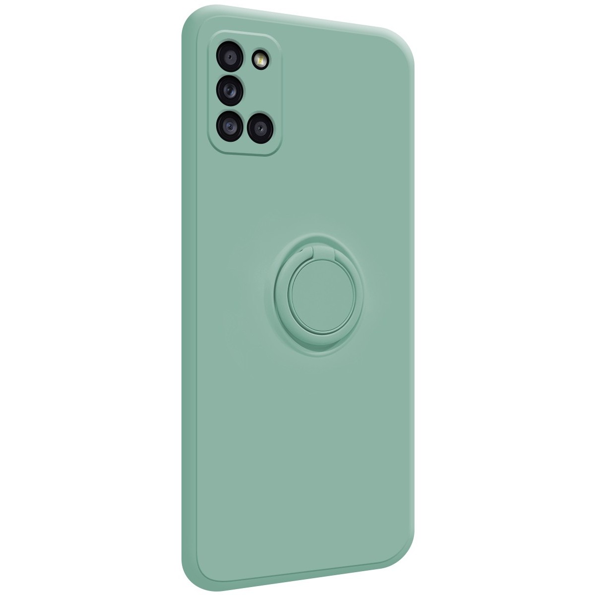 Funda Silicona Líquida Ultra Suave con Anillo para Samsung Galaxy A31 color Verde