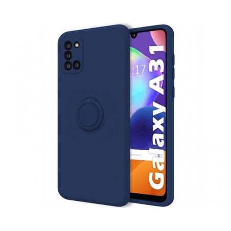 Funda Silicona Líquida Ultra Suave con Anillo para Samsung Galaxy A31 color Azul