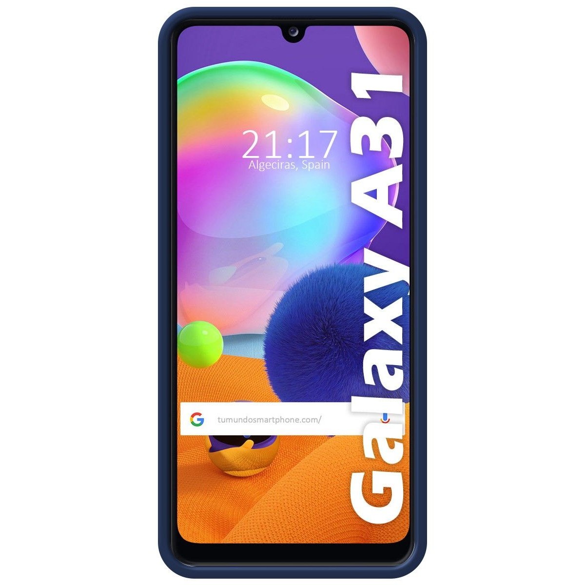Funda Silicona Líquida Ultra Suave con Anillo para Samsung Galaxy A31 color Azul