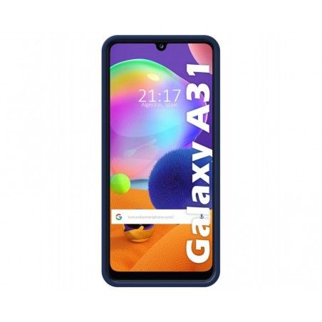 Funda Silicona Líquida Ultra Suave con Anillo para Samsung Galaxy A31 color Azul