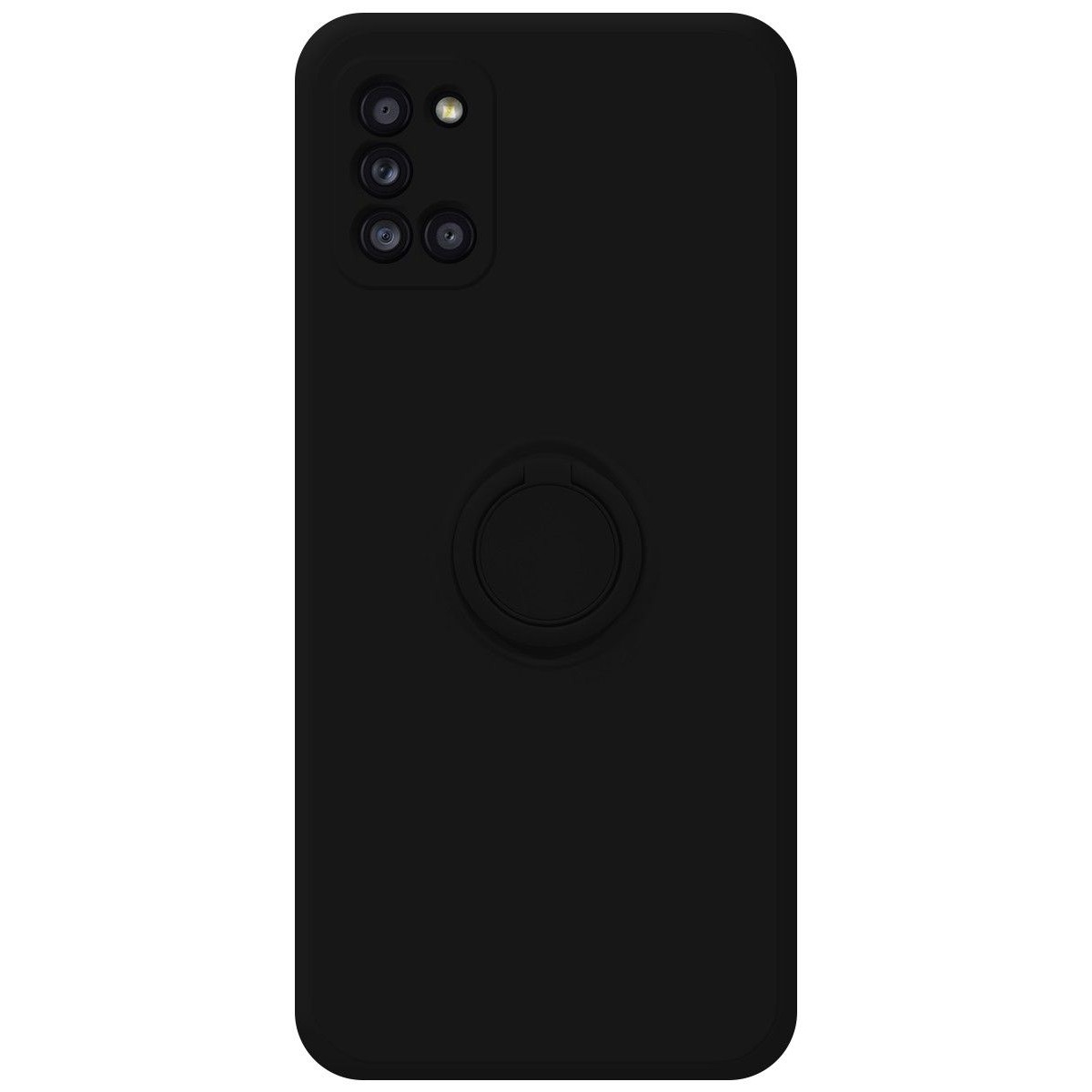 Funda Silicona Líquida Ultra Suave con Anillo para Samsung Galaxy A31 color Negra
