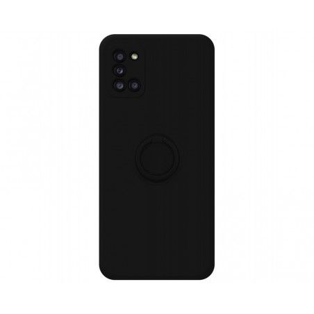 Funda Silicona Líquida Ultra Suave con Anillo para Samsung Galaxy A31 color Negra