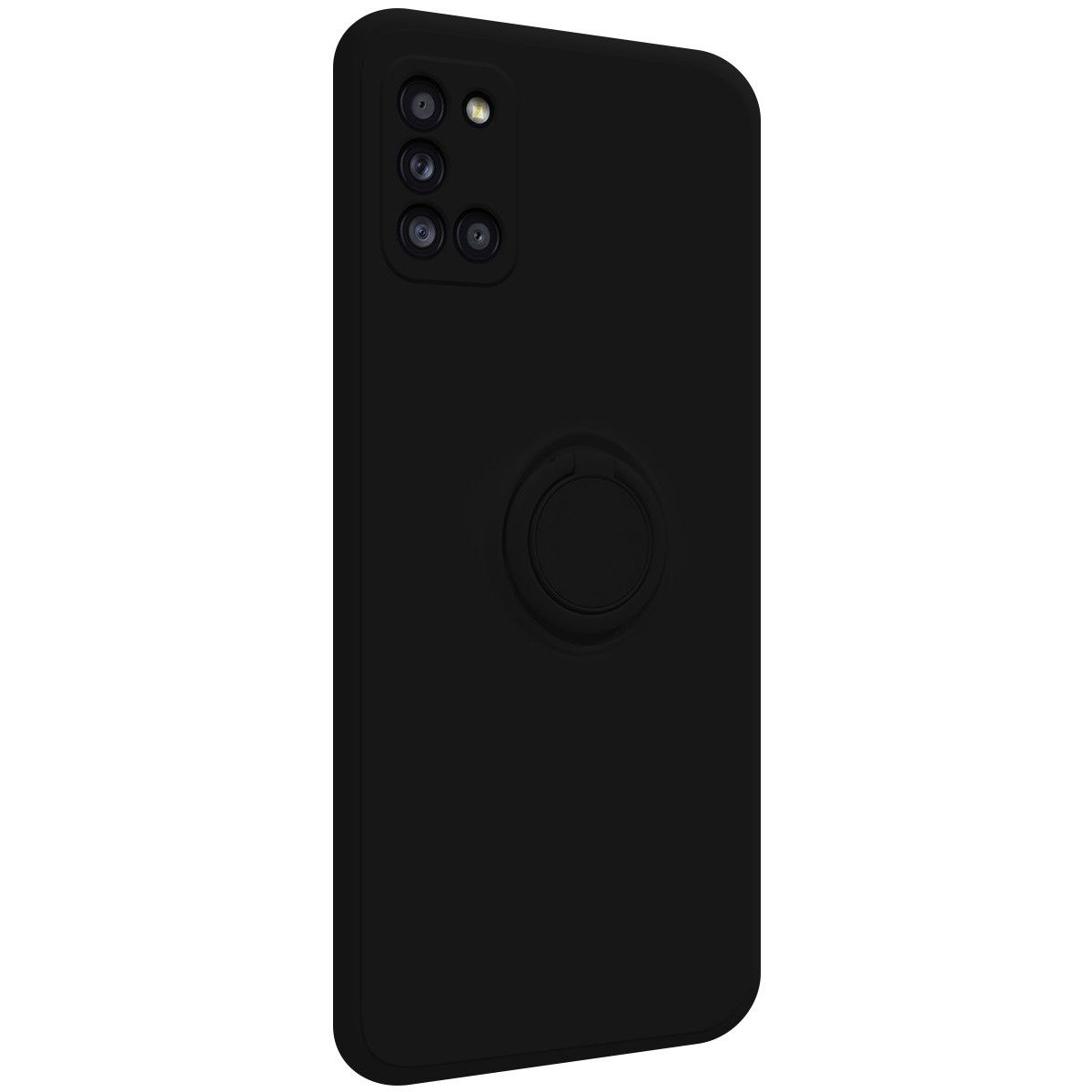 Funda Silicona Líquida Ultra Suave con Anillo para Samsung Galaxy A31 color Negra