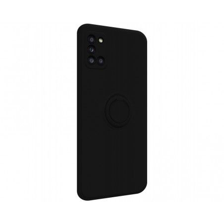 Funda Silicona Líquida Ultra Suave con Anillo para Samsung Galaxy A31 color Negra