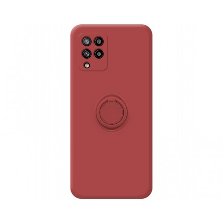 Funda Silicona Líquida Ultra Suave con Anillo para Samsung Galaxy A42 5G color Rojo Coral