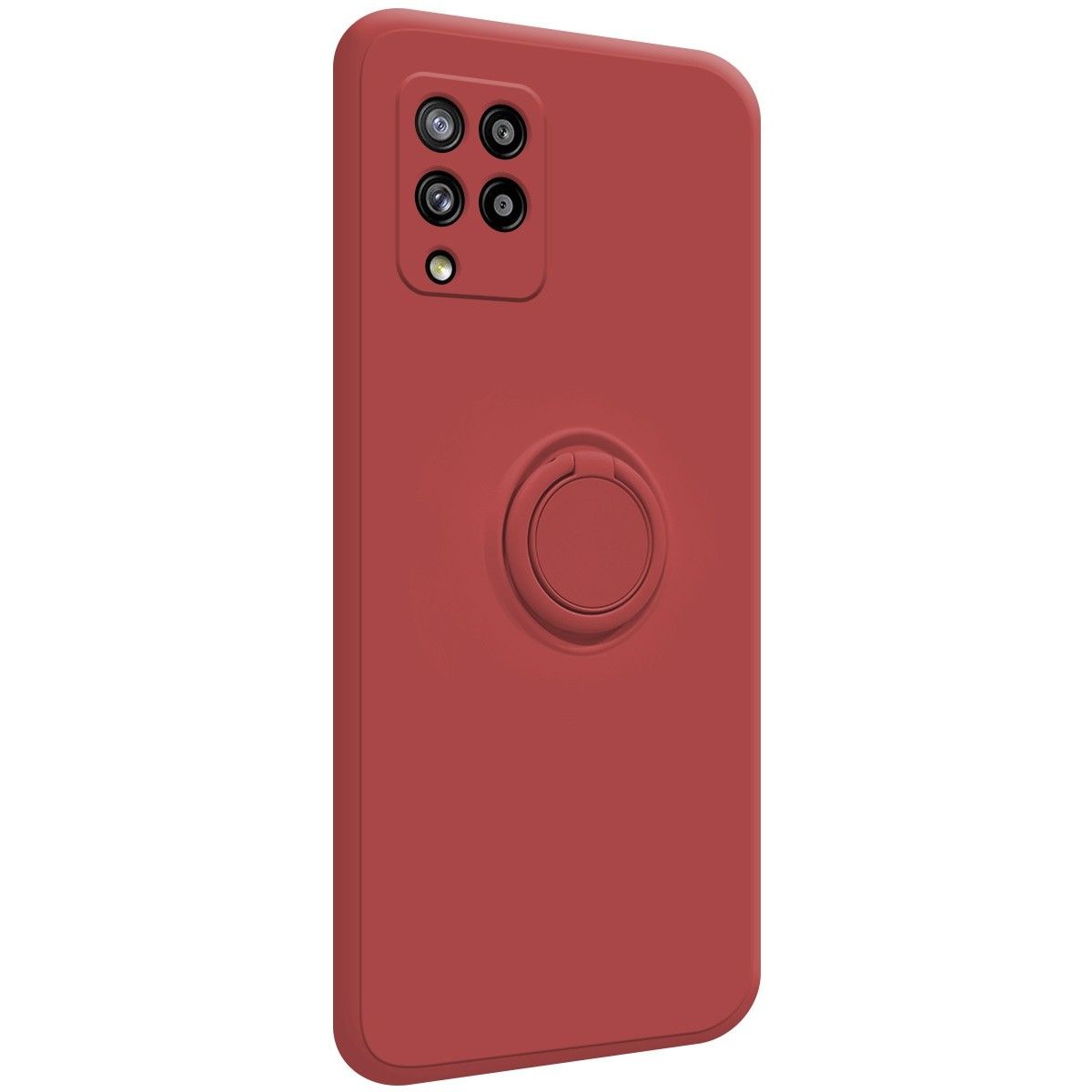Funda Silicona Líquida Ultra Suave con Anillo para Samsung Galaxy A42 5G color Rojo Coral