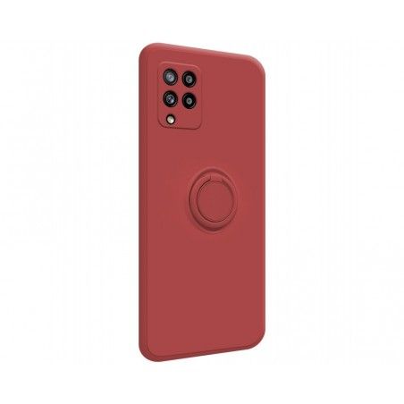 Funda Silicona Líquida Ultra Suave con Anillo para Samsung Galaxy A42 5G color Rojo Coral